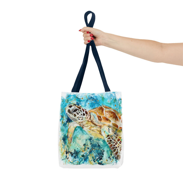 Loggerhead Sea Turtle Watercolor Tote Bag — Ocean Art Beach Tote