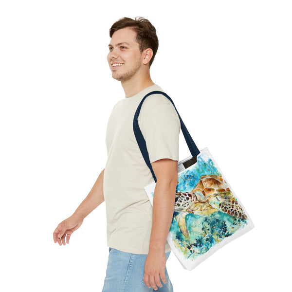 Loggerhead Sea Turtle Watercolor Tote Bag — Ocean Art Beach Tote