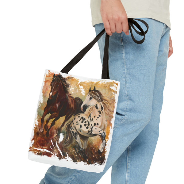 Destiny and Hope – Art Tote Bag – Appaloosa & Bay Horse Canvas Tote