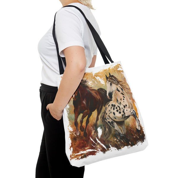 Destiny and Hope – Art Tote Bag – Appaloosa & Bay Horse Canvas Tote