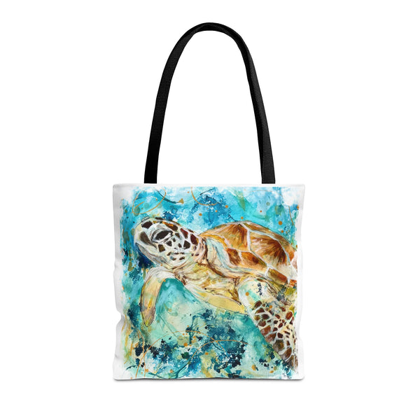 Loggerhead Sea Turtle Watercolor Tote Bag — Ocean Art Beach Tote