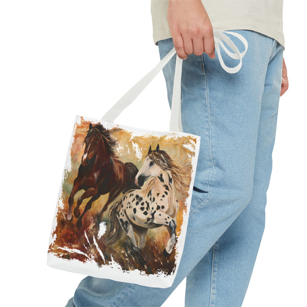 Destiny and Hope – Art Tote Bag – Appaloosa & Bay Horse Canvas Tote