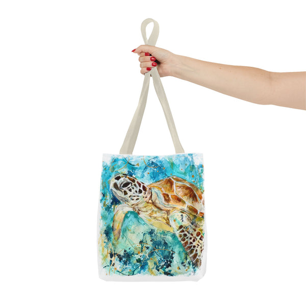 Loggerhead Sea Turtle Watercolor Tote Bag — Ocean Art Beach Tote