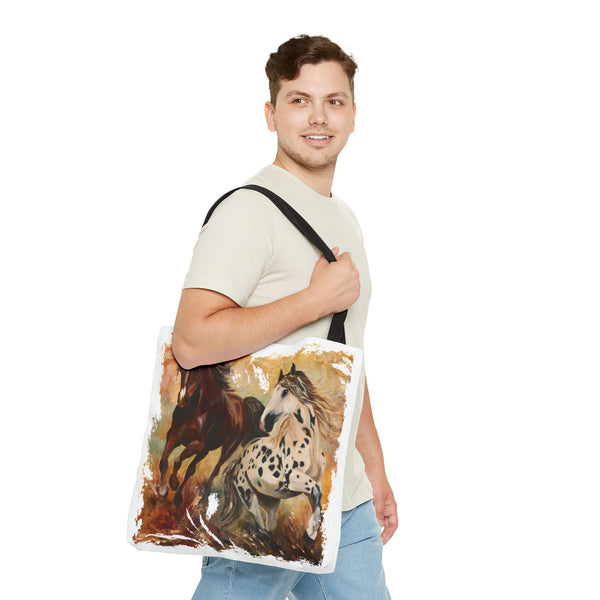 Destiny and Hope – Art Tote Bag – Appaloosa & Bay Horse Canvas Tote
