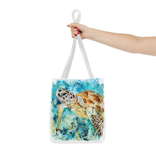 Loggerhead Sea Turtle Watercolor Tote Bag — Ocean Art Beach Tote