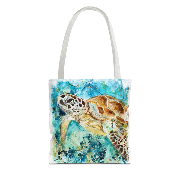 Loggerhead Sea Turtle Watercolor Tote Bag — Ocean Art Beach Tote