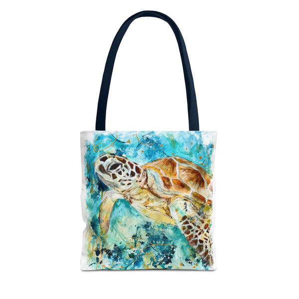 Loggerhead Sea Turtle Watercolor Tote Bag — Ocean Art Beach Tote