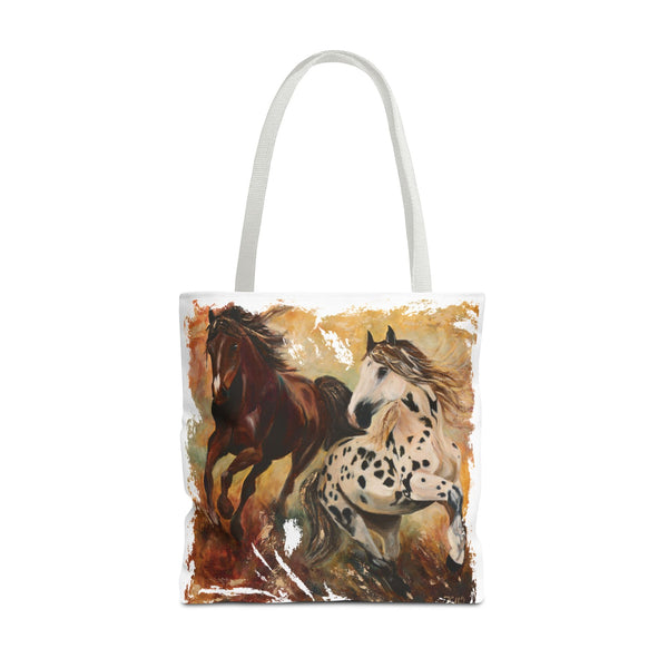 Destiny and Hope – Art Tote Bag – Appaloosa & Bay Horse Canvas Tote