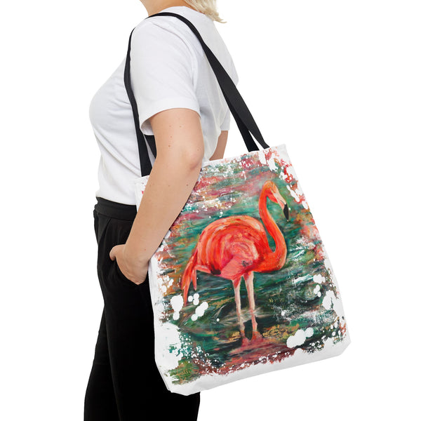 In Her Midst – Flamingo Art Tote Bag – Tropical Beach Canvas Tote
