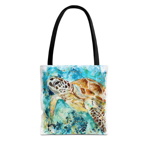Loggerhead Sea Turtle Watercolor Tote Bag — Ocean Art Beach Tote