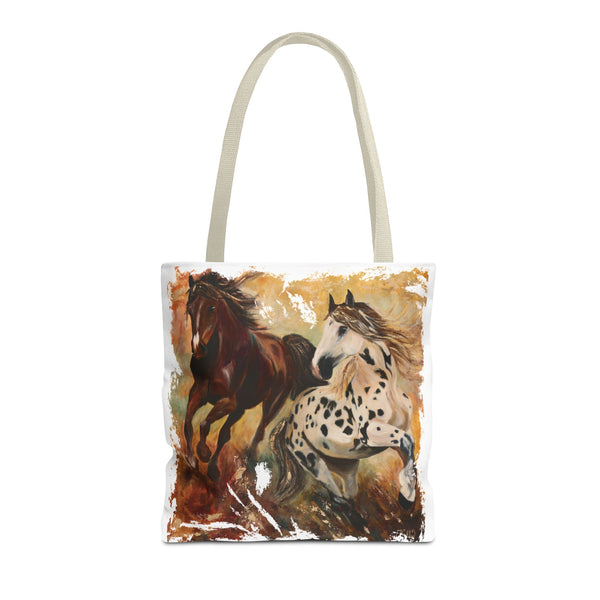 Destiny and Hope – Art Tote Bag – Appaloosa & Bay Horse Canvas Tote