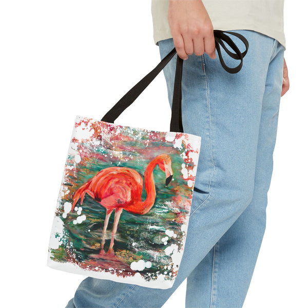 In Her Midst – Flamingo Art Tote Bag – Tropical Beach Canvas Tote