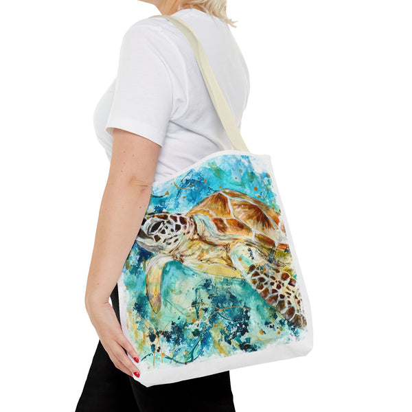 Loggerhead Sea Turtle Watercolor Tote Bag — Ocean Art Beach Tote