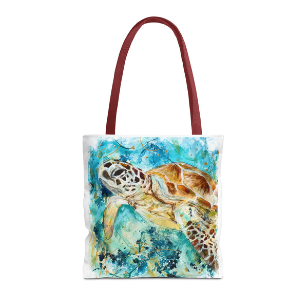 Loggerhead Sea Turtle Watercolor Tote Bag — Ocean Art Beach Tote