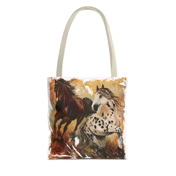 Destiny and Hope – Art Tote Bag – Appaloosa & Bay Horse Canvas Tote