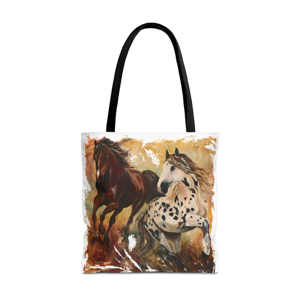 Destiny and Hope – Art Tote Bag – Appaloosa & Bay Horse Canvas Tote