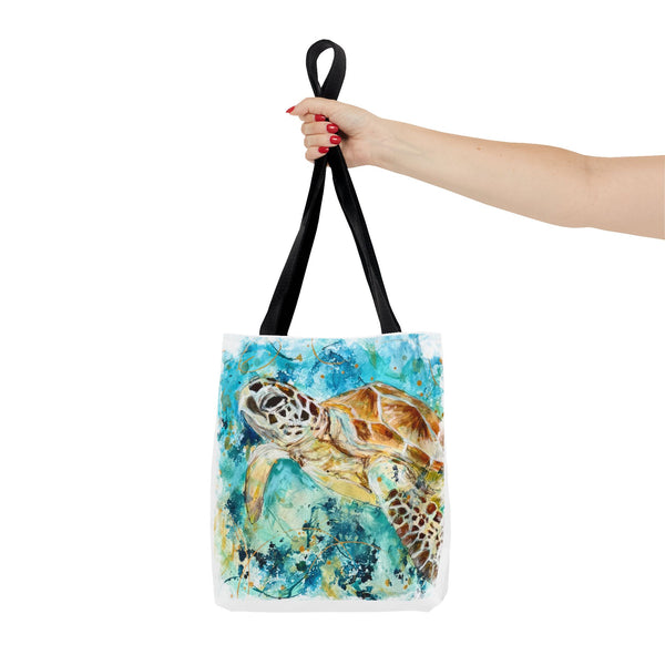Loggerhead Sea Turtle Watercolor Tote Bag — Ocean Art Beach Tote