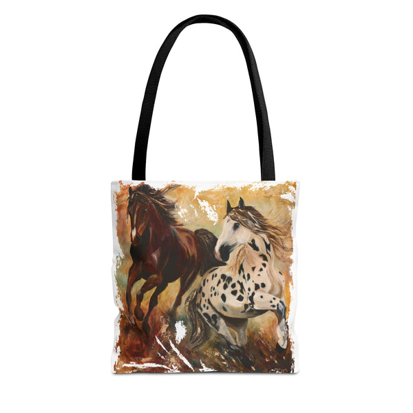 Destiny and Hope – Art Tote Bag – Appaloosa & Bay Horse Canvas Tote
