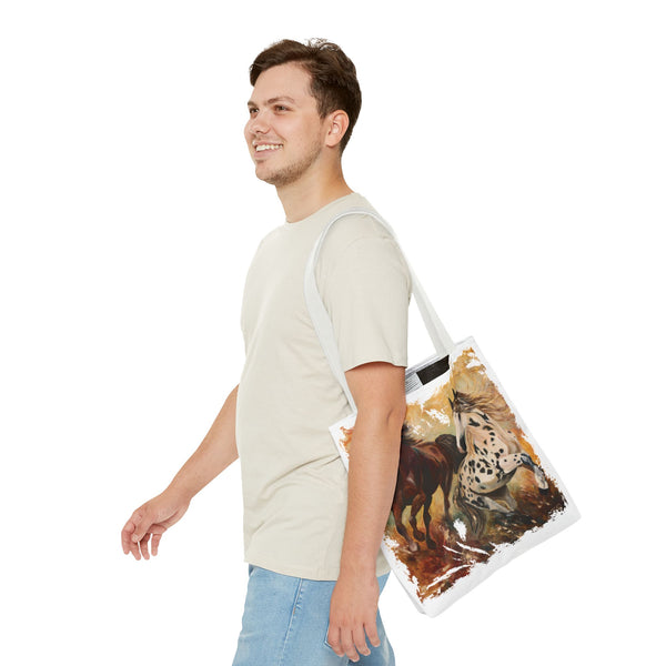 Destiny and Hope – Art Tote Bag – Appaloosa & Bay Horse Canvas Tote