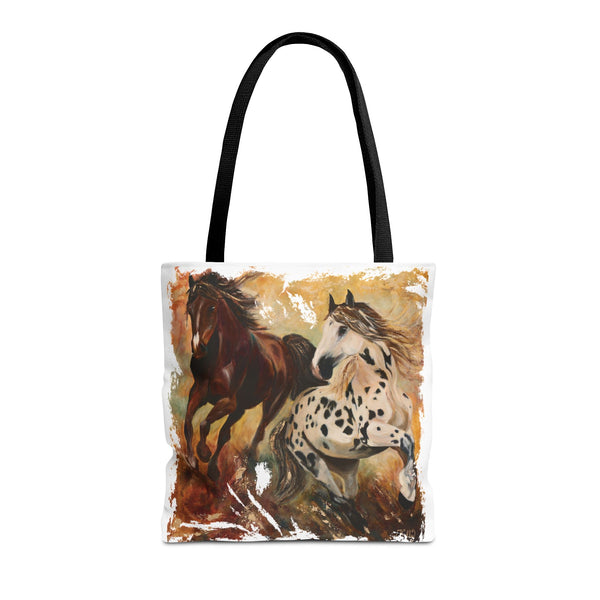 Destiny and Hope – Art Tote Bag – Appaloosa & Bay Horse Canvas Tote