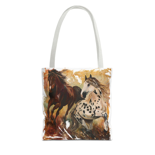 Destiny and Hope – Art Tote Bag – Appaloosa & Bay Horse Canvas Tote