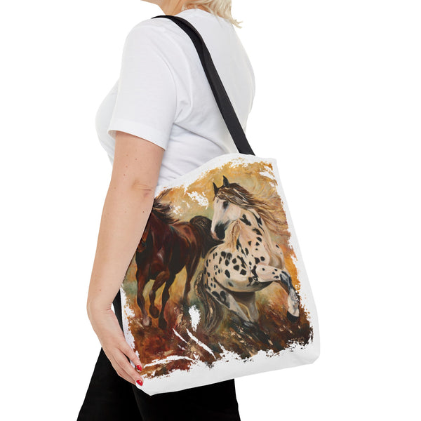Destiny and Hope – Art Tote Bag – Appaloosa & Bay Horse Canvas Tote