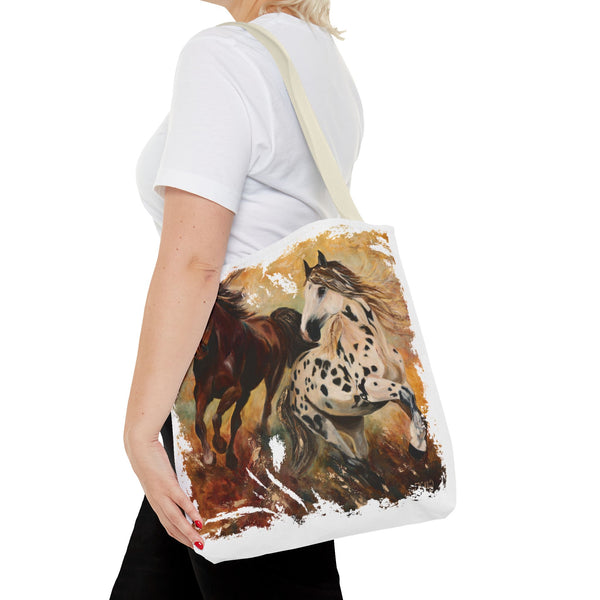 Destiny and Hope – Art Tote Bag – Appaloosa & Bay Horse Canvas Tote