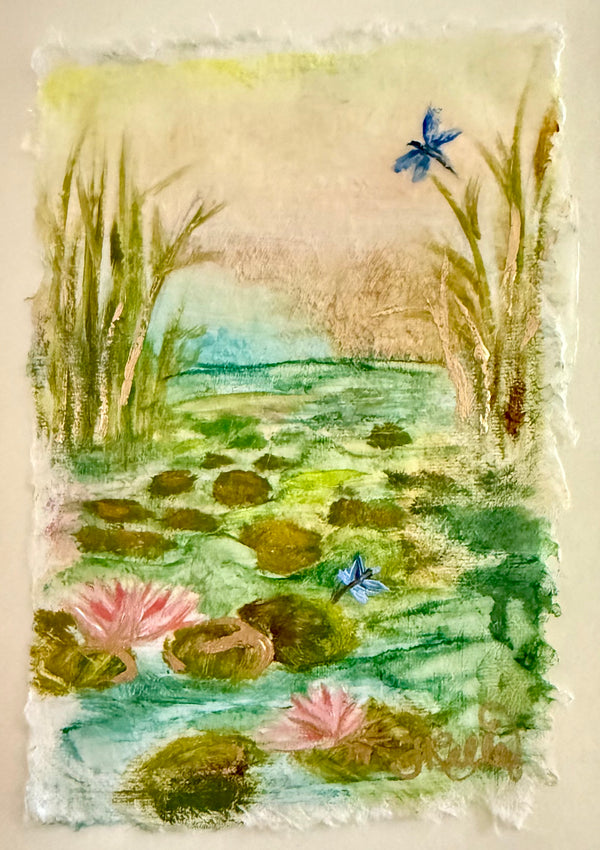 Lily Pond With Dragonflies